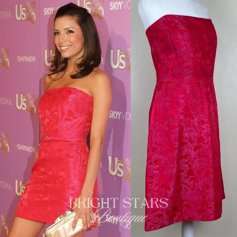 Rare Strapless Dress ASO Gabrielle Solis Desperate Housewives Red Pink Brocade